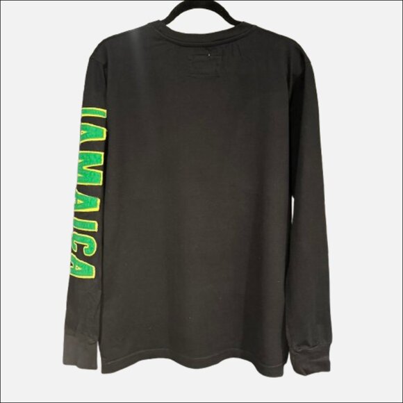 Authentic Gear Jamaica Long Sleeve Black T-Shirt w Embroidered Flag (Men’s L) - Picture 4 of 6